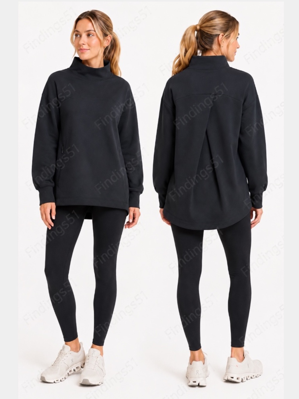 LULULEMON Modal Blend Turtleneck / Funnel Neck Tunic Side Zipper Pockets Sz 12